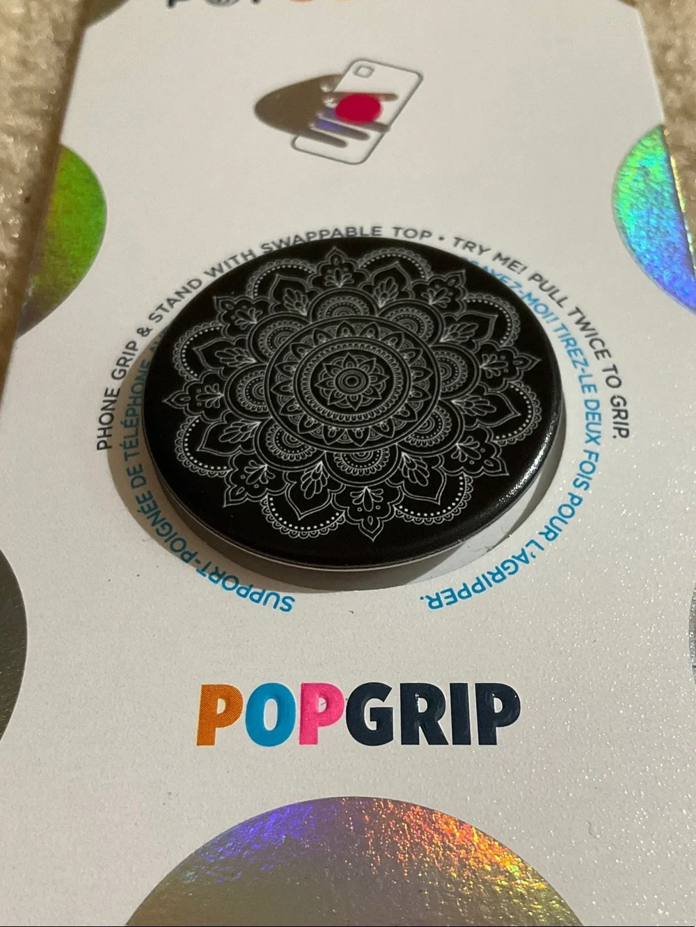 PopSockets Black Mandala PopGrip Phone Grip